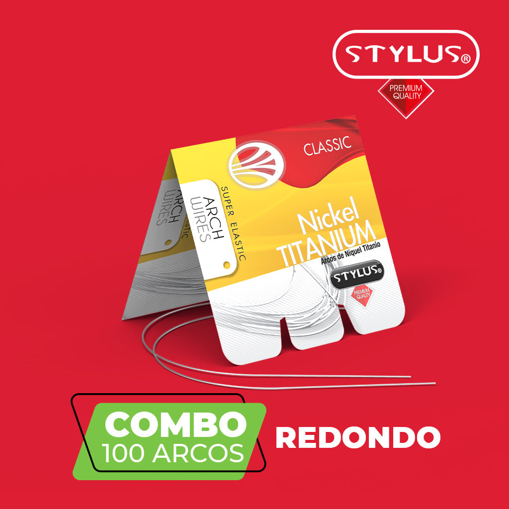 Combo 10 paquetes (5 upper + 5 lower) de Arcos NiTi Redondo Stylus® (100 pzs)