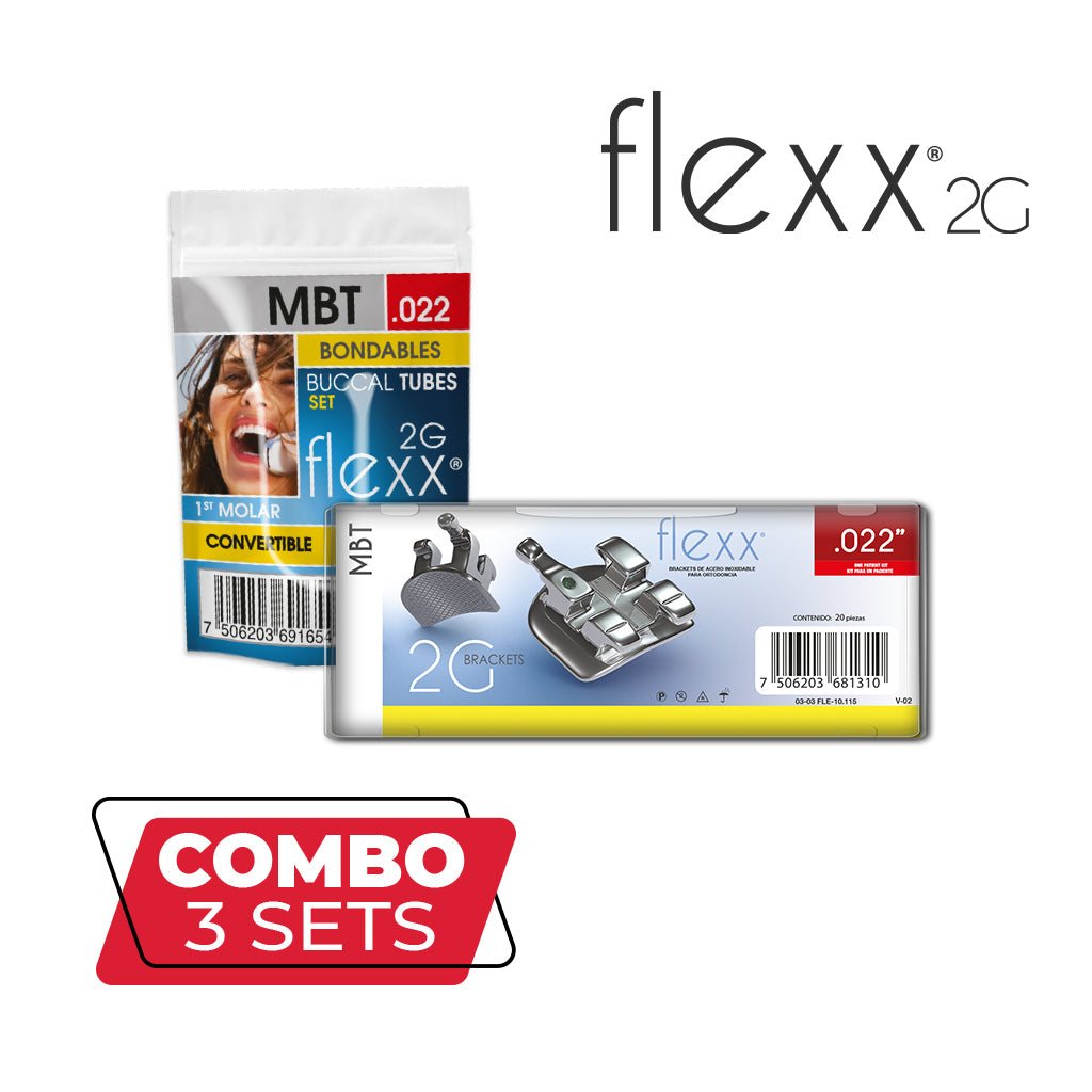 3 Sets de Brackets Flexx MBT 2G + 3 Sets de Tubos Flexx 2G MBT Bondable