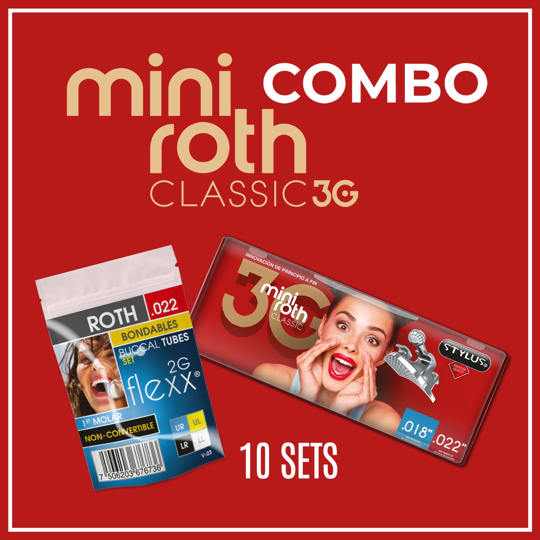 COMBO 10 SETS BRKT ROTH MINI 3G CON TUBOS ROTH FLEXX 2G